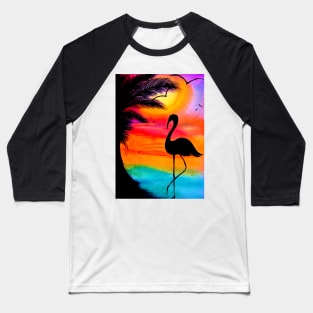 tropical sunset silhouette flamingo Baseball T-Shirt